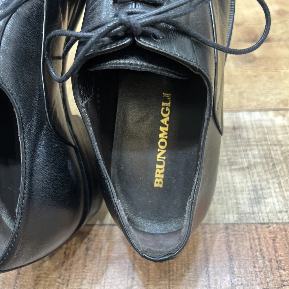 Bruno Magli Mens Black Leather Cap Toe Dress Shoes Size 6.5 UK 8.5 US